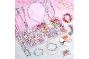 3T6B OBEST Pulseras para hacer cuentas, juguetes de cuentas de colores para accesorios infantiles, hacer pulseras de bricolaje, cadenas de regalos de joyas con collar de cuentas