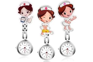Asfrode 3 piezas de reloj de enfermera con clip, reloj de enfermera para mujeres y niñas, lindo reloj de enfermera, reloj portátil para enfermeras, regalo para médicos, enfermeras, paramédicos,