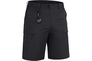TACVASEN Men's Cargo Work Shorts Outdoor Stretch Hiking Walking Shorts with 5 Zip Pockets