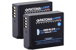 2X PATONA Platinum Akku DMW BLG10 E (1000mAh) - Kompatibel mit Panasonic Lumix DC GX9 TZ202 TZ96 TZ91 DMC TZ101 TZ81 GF6 GX7 GX80 LX100 S6 usw.