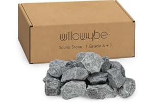 WILLOWYBE Pierre de Sauna, qualité Roche A+ d'environ 35 livres/16 kilogrammes, Accessoire de Sauna.
