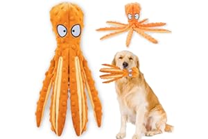 Acehome Squeaky Dog Interactive Play Toy,No Stuffing Octopus Dogs Chew Toy with Crinkle Paper for Medium and Large Dogs Playing