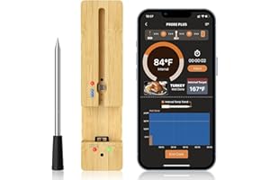 CUNSIEUN Thermomètre à Viande Intelligent de la génération,Thermomètre à viande intelligent sans fil 100m,Thermomètre à Grill Bluetooth, Thermomètre à IP67,Pour four,Grill,Barbecue,Rôtissoire