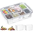 PKBD 8 Snack Box with Compartments,Storage Boxes with Lids Food Containers Snack Tray Spice,Candy,Fruit, for Travel Party Picnic,Dishwasher/Refrigerator Safe -Two Types of Small Boxes/with Time Ticks