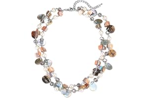 FULU AUTUMN Collier de Perles en Coquillage Turquoise pour Femmes Collier à Pendentif en Couches Bohémien D'été Costumes de Plage Bijoux pour Femmes