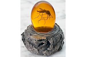 VEOJEIN Mosquito in Amber and Jurassic Base | Dinosaur Fossil Decor and Collectable Gift | Skeletin Figurines | Dinosaur DNA Replica Prehistoric World | Collectable Prop | Paper Weight