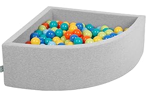KiddyMoon Piscine À Balles pour Bébé Quart Angulaire 90X30cm/200 Balles 7Cm Fosses À Boules Jouet Enfant, Gris Clair:Vert CLR/Orange/Turq/Bleu/Babyblue/Jaun