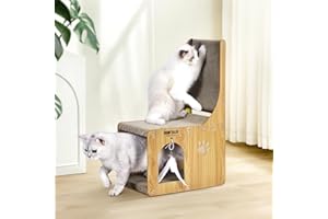 Pawtasy Tiragraffi per gatti, in cartone antigraffio con giocattolo per palla Tiragraffi per Gatti in Cartone di Alta Qualità per Pareti e Angoli,65CM