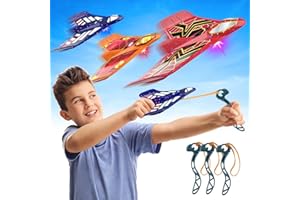 Vrxeqi Styroporflieger Flugzeug Spielzeug ab 3 4 5 6 7 8 Jahre Junge Mädchen mit Katapult Kinderspielzeug Styropor Wurfgleiter DIY-Sticker Outdoor Garten Spiel Kinder Weihnachten Geschenk Geburtstag