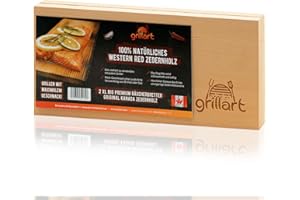 grillart® Pack of 2 XL Grill Boards 2 cm Thick - Cedar Wood Board for Grilling - Smoking Boards Made of 100% Natural Western Red Cedar Wood for a Special Grill Taste