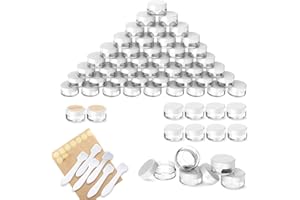 60 Stück Döschen, PAMIYO 5ml Leerdose klarer Tiegel, Cremedose Leer Transparent Tiegel mit Schraubverschluss Reise Töpfchen Döschen Set, für Lotion, Creme, Mini-Kerzen, Kosmetik-(Weiß)