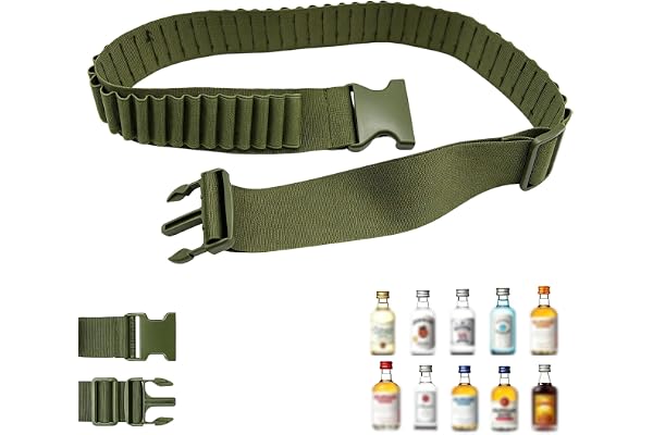 HX-pyahgtv knackare bä 27 slots, 125 cm nylon justerbart snapsbä , patronbä kompatibelt med minisnaps, perfekt för karneval, svensexa och festivaler (militärgrön)