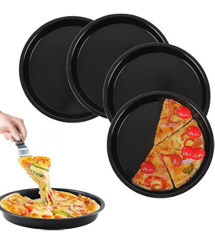 Teglie Per Pizza Rotonde In Acciaio Inox - Set Da 6, 23 Cm, Antiaderente Per Forno E Microonde - Foto 2