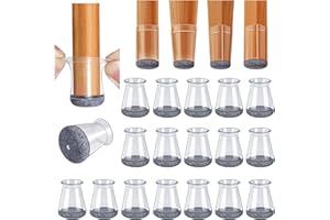 32 Pezzi GICUNK Nuovo Gommini per Sedie Rotondi, Silicone, Tappini per Gambe Sedia, Copri Piedini Sedie in Trasparente per Pavimenti in Legno(Adatto per: 13-22.9 mm)