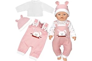 YAJIMAOY Completi per bambole, vestiti per bambole, bambole appena nate, accessori per bambole con cappello, pantaloni a maniche lunghe, per bambole 35-43 cm, regali per ragazze e ragazzi (C)