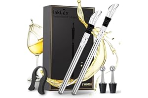 Foonii 7-in-1 Weinkühlstab | Weinkühler Stab inkl. 2 Stäben + 2 Ausgießer + 2 Flaschenverschluss + Folienschneider | LFGB zertifiziert | Geeignet für jede Flaschengröße | Rot- Weißwein Geschenkset