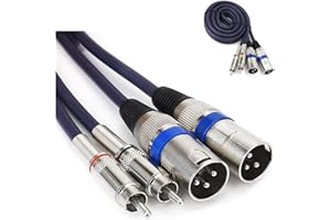 HTRUIYATY 2×XLR Männlich Kable Auf 2×Cinch Kabel RCA kable, Hochwertiger XLR-Stecker, XLR Mikrofon XLR Patchkabel Leistungsverstärker 2 m
