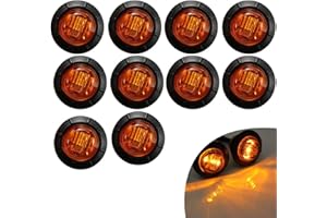 KYYET 10 Pcs 3/4 Inch Mount LED Rear Side Marker Indicator Lights for Trucks, Traile ,Cab Marker, RV Marker,Marine Led Utility Strip Light for Boats ,Taillight Brake Stop Lamp12V (Amber)