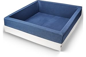 ‎RAINBOW KIDS Rainbow Kids - XXL Luxus Bällebad Bällepool Bällebecken Spielbälle Kugelbad Bällchenbad Spielbecken Ball (120x120x40- ohne Bälle)- Dunkelblau-Weiss