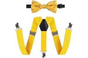 Alizeal Kids Adjustable 3-clip Braces and Pre-tied Novelty Bow Tie