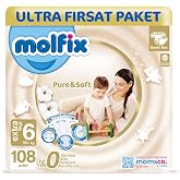Molfix Pure &amp; Soft Diapers Size 6 Extra Large 108 Pieces