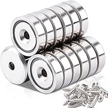 Aenienoe Magneten extra sterk 32 mm neodymium magneten met gat 40 kg magneet om vast te schroeven, sterke magneten om te schroeven, potmagneet voor werkplaatsinrichting, 10 stuks, zwart