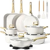 GiPP 21PCS Pots and Pans Set with Granite Non-Stick Coating,Induction Frying Pans Set, Kitchen Cookware Set, Non-Toxic Cookin