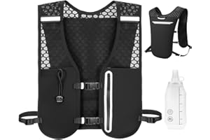 KATROIY Kartoiy Running Vest Women with Water Bladder, Adjustable Running Hydration Vest Mens, Lightweight & Breathable Hydration Backpack for Trailrunning Hiking Marathon Cycling(Black)