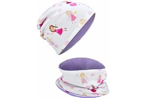 HECKBO Berretto Modello Beanie + Girocollo per Bambini - motivi diversi - con pile o reversibile - da 2 anni - 95% Cotone - Morbido e Pratico Tessuto Elasticizzato - Inverno