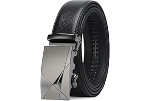LAKIDAY Ceinture Hommes, Boucle Automatique à Cliquet Ceinture pour Homme Costume d'affaires, Ceinture en Cuir 35mm Taille Réglable