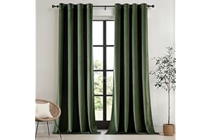 MIULEE Olive Green Velvet Curtains for Bedroom 2 Panel Set 90 Inch Drop Curtains, Soft Elegent Home Decor Velvet Curtain Living Room, Sun Blocking Room Darkening Thermal Eyelet Curtain 46x90 Inch