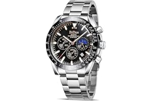 HANPOSH Orologio Uomo Cronografo Orologio Analogico Quarzo Moda Casual Orologio 30M Impermeabile Orologio da Polso Elegante Orologio in acciaio Data Luminosi Cool Orologio da Uomo