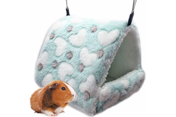 LeerKing Couchage Rongeur Peluche Petite Maison Hamster Hamac Jouet Lit Cabane pour Cochon d'Inde Lapin Chinchilla Furet, Cyan L