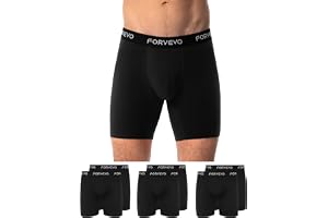 FORVEVO 6-pack boxershorts för män, långa ben byggull, ventilerande kalsonger för män, mjuka elastiska underkläder (storlek M