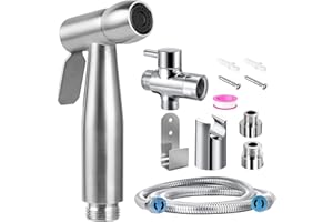 JIELUO Kit Douchette Wc Toilettes Bidet HygiéNique - Kit Douchette Wc avec Vanne 3 Voies (1/2"-3/8") - Douchette pour L'HygièNe Intime