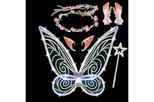 23GUANYI Fairy Wings, 3 Light Mode Fairy Wings Kids, Fairy Wings Adult Ladies Wings Costume Fairy Wings for Carnival Birthday Role Playing Comic Con Themed Party (With light)