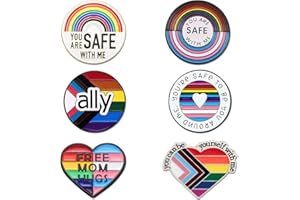 TELAIN 6 piezas Set de pins de orgullo LGBTQ, insignias de apoyo progreso, botones de bandera, broche de esmalte arcoíris, LGBT, gay, lesbianas, trans accesorios