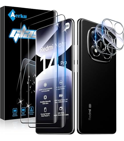 Locofun Pellicola Vetro Temperato per Xiaomi Redmi Note 14 Pro 5G e Protezione Lente Fotocamera, Durezza 9H Schermo Protettiva Film [2+2 Pezzi], Anti Graffi Niente Bolle
