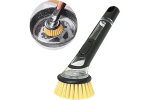 Yuqilin Estropajo Cocina Cepillo Limpieza Hogar Cepillo Cerdas Duras Cepillo Cocina Kitchen Gadgets Escobilla Long Handle Scrubbing Brushcepillo con Dispensador de Jabón para Fregar Platos(B)