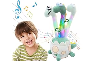 HOWADE Dancing Talking Cactus Toy Series,Light Up Singing Dancing Dinosaur Plush Toy-Mimicking,Recording,Repeating What You Say Interactive Baby Toys Gifts for Boys Girls Kids & Adults