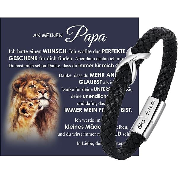 Vauki Lederarmband Herren Mit Gravur „Sohn“ – Geflochten, Schwarz, Mit Karte – Geschenk Zum 18., Abschluss, Weihnachten