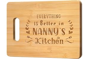 PANDASCH Nanny Gifts, Gifts for Nanny, Nanny Christmas Day Gifts, Gifts for Nanny Christmas Birthday - Engraved Bamboo Cutting Board with Warm Quotes- Best Nanny Gifts from Grandchildren