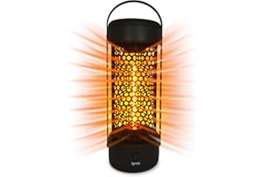 Igenix IG9650 Portable Electric Patio Tower Heater, 1200W, Heat Resistant Handle, Matt Black
