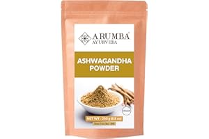 Arumba Ayurveda Ashwagandha Powder 250 Grams - Withania Somnifera Root Powder, Raw, Vegan, Non-GMO, No Additives or Preservatives