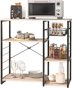 Autoshoppingcenter Scaffale Cucina Porta Microonde Fornetto Mobiletto  Cucina Salvaspazio Industriale Legno Acciaio 4 Ripiani Ganci Laterali  Rovere 90 x40 x 84 cm : Amazon.it: Casa e cucina