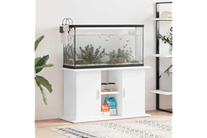Rantry Aquariumständer Holzwerkstoff Weiß 101x41x58cm Stauraum Fischfutter Regal Model833607
