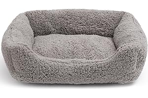 Hollypet Legowisko dla kota, małe legowisko dla zwierząt domowych, dla kotów i szczeniąt, miękkie legowisko dla kota, oddychająca poduszka dla zwierząt domowych, jasnoszare (55 x 45 x 15 cm)