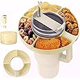 Stanley Snack Tray for Stanley Cup 40oz | 4 Silicon Compartments Tray with Stanley Accessories kit Bottom Boot & Straw Cover Caps, Fits 40 oz Quencher H2.0 Cup - Stanley Accessories (Cream)