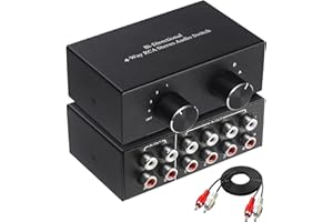 UNSTINCER RCA L/R Conmutador Caja Audio 4(2)-in-2(4)-out, Stereo Sonido Switch Analog Interruptor Aux Selector Splitter para Altavoces Amplificador Auriculares Barra Phono Speaker PC Consola