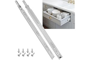 SHUHANG Glissiere pour Tiroir Avec Amortisseur Coulisse Tiroir 45kg Capacité de Charge Avec Roulement à Billes 200 250 300 350 400 450 500 550 600 mm Extension Complète, montage latéral 1 paire